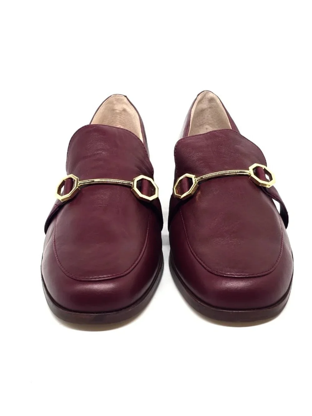 Louise et Cie Bayne Burgundy Leather Slip on Horse Bit Loafers Women's Size 8.5W